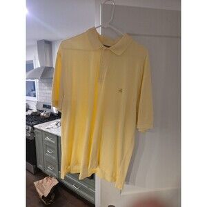 #80 Brooks Brothers Golden Fleece Logo Yellow short sleeve Polo Men L Large